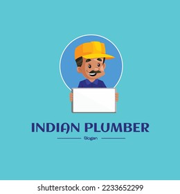 Indian plumber vector mascot logo template. 