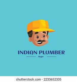 Indian plumber vector mascot logo template.