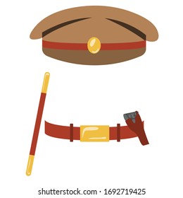 Indian police dress with cap and stick 