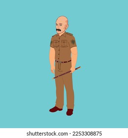 indian police officer cartoon character  moral story with animation video vector illustration design