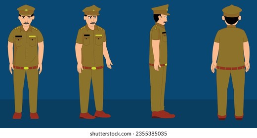 Indian police officer cartoon character