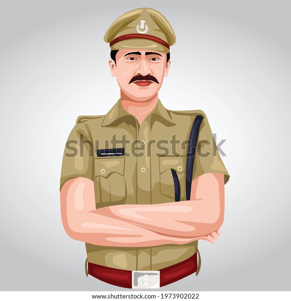 indian police officer front view vector\
illustration design