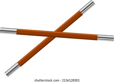 Indian police stick, illustration, vector on a white background.