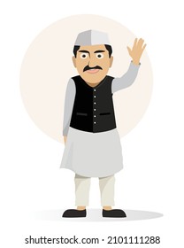 Indian politician candidate waving hand vector illustration