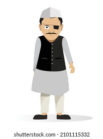 Indian politician with criminal record, vector illustration