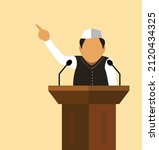 Indian politician delivering speed during election period, vector illustration