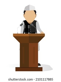 Indian politician delivering speed during election period, vector illustration