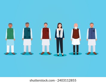 Indian politician delivering speed during election period, vector illustration