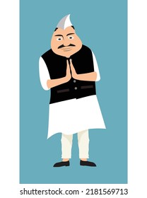 Indian politician request for voting flat vector illustration