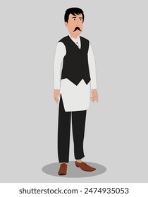 Indian Politician three quarter view cartoon character design