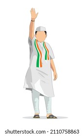 Indian politician waving hand, vote-election related illustration.