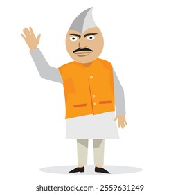 Indian politician waving hand, vote-election related illustration