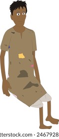 Indian poor man sitting . Village poor man sitting character for animation