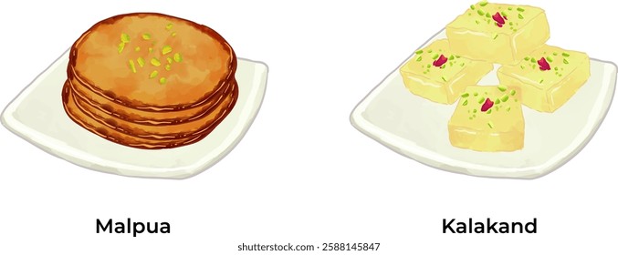 Indian Popular Sweets Illustration Set