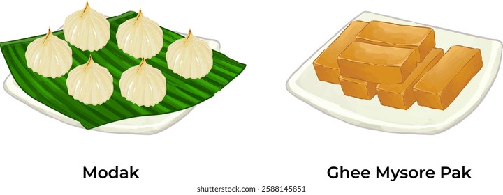 Indian Popular Sweets Illustration Set