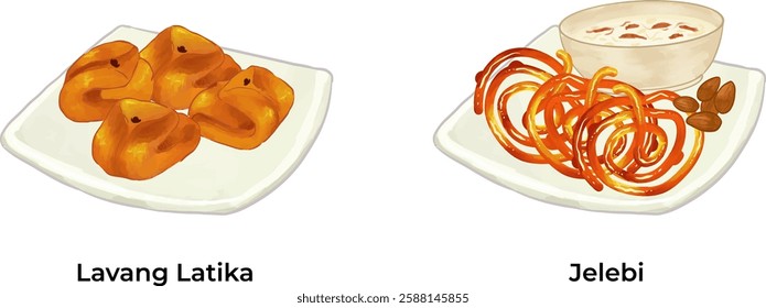 Indian Popular Sweets Illustration Set