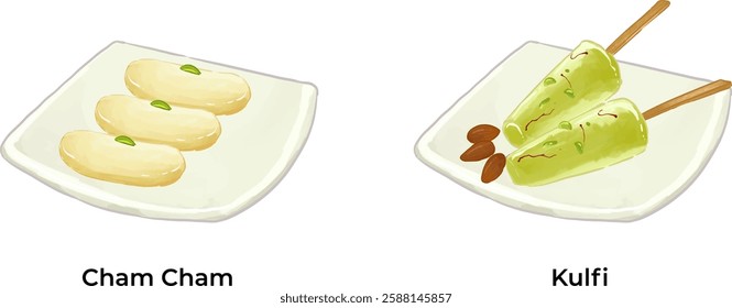 Indian Popular Sweets Illustration Set