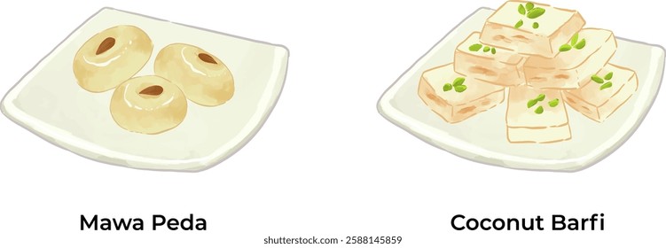 Indian Popular Sweets Illustration Set