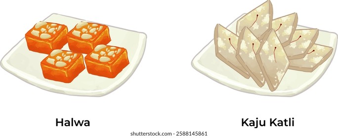 Indian Popular Sweets Illustration Set