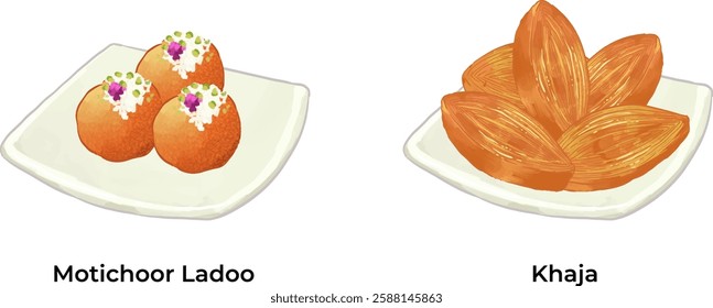 Indian Popular Sweets Illustration Set