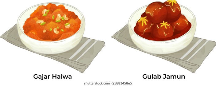 Indian Popular Sweets Illustration Set