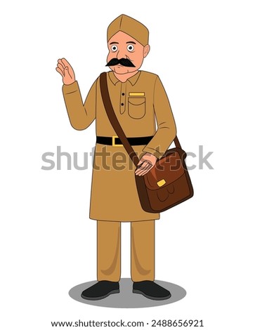 Indian postman cartoon character design