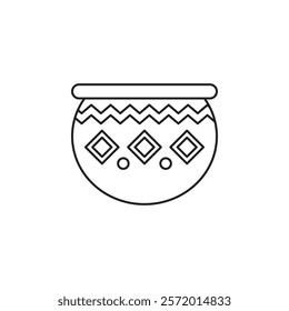 Indian pot icon in liner stroke style