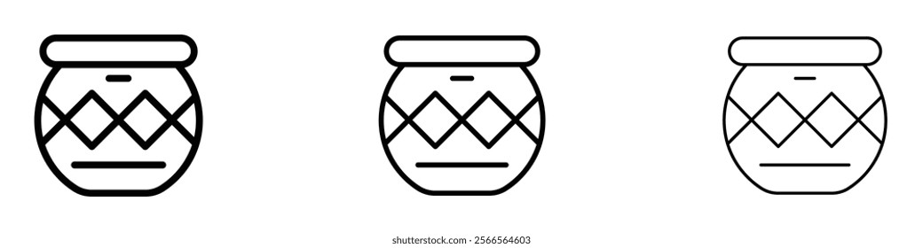 Indian pot icon in tree different line stroke sizes.