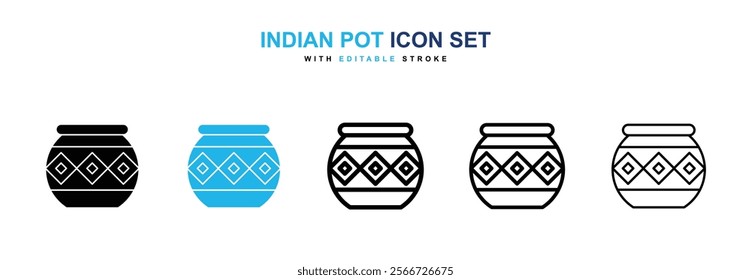Indian pot icons vector collection pack.