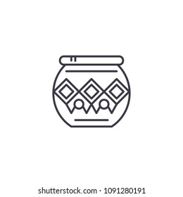 Indian Pot line vector sign, symbol, illustration.