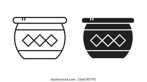 Indian pot vector line icon illustration