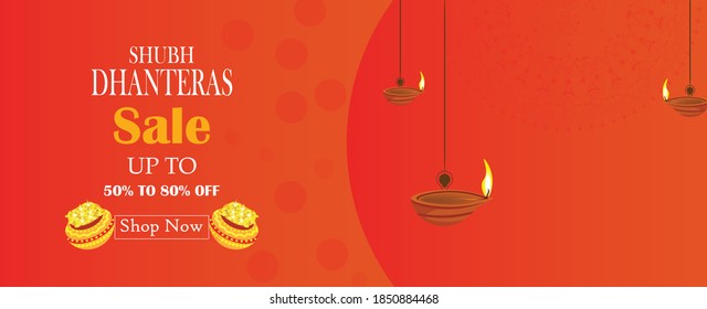 Potes indios con monedas Ilustración vectorial. Composición del feriado Shubh Dhanteras para la celebración del festival Diwali.