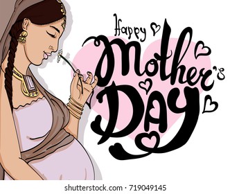 indian pregnant woman in pregnancy dress is prepared for maternity