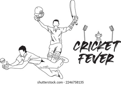 Indian Premier League - T20 batsman and fielder cricket vector illustration out line