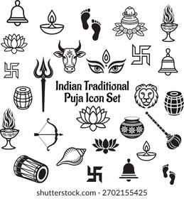 indian puja icon vector collection