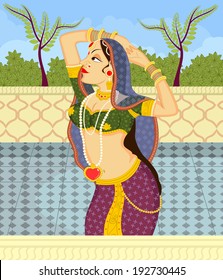 Indian Queen in colorful Indian art style