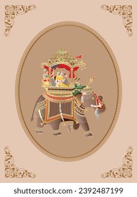 Indian Queen Riding on Elephant