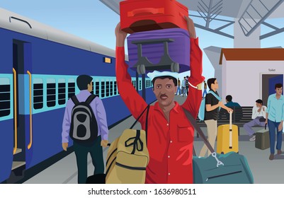 Indian Railway Porter - Illustration