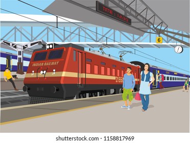 Indian Railway Station Illustration