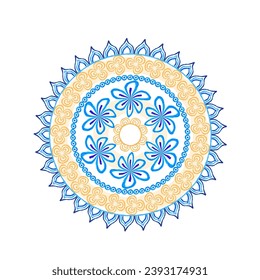 Indian rangoli circle hindu design pencil textured colorful vector card poster