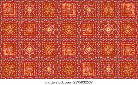 Indian Red Chunri Bandhani Seamless Pattern vector illustration great for print, fabric, textile, paper, wallpaper, marwari design, backdrop, rajasthani, art, paper