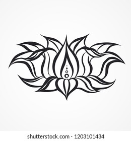 Indian  religion sacred symbol lotus . Vector isolated illustration. Decorative element yoga style for your design. 