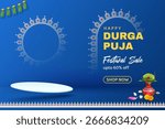 indian religious durga puja subh navratri festival sale podium promotional banner background