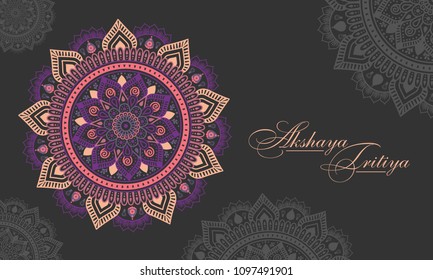 Indian Religious Festival Akshaya Tritiya Background Template Design with Floral Ornament - Akshaya Tritiya Background Design
