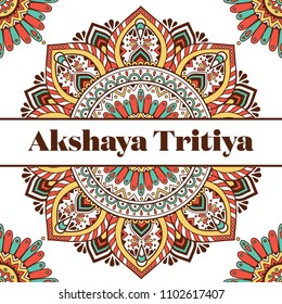 Indian Religious Festival Akshaya Tritiya Background Template Design with Floral Ornament - Akshaya Tritiya Background Design