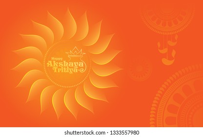 Indian Religious Festival Akshaya Tritiya Background Design Template with Floral Ornaments