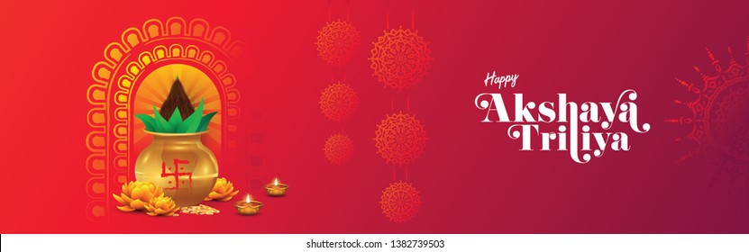 Indian Religious Festival Akshaya Tritiya Celebration Banner or Header Design Template