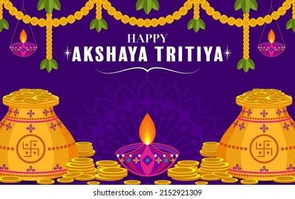 Indian Religious Indian Festival Akshaya Tritiya Celebration flat design.