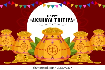 Indian Religious Indian Festival Akshaya Tritiya Celebration flat design.