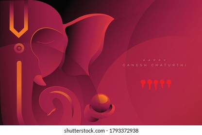 Indian Religious Festival Ganesh Chaturthi Greeting Background Template with Creative Lord Ganesha